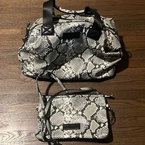 Tiba + Marl Weekender with purse inside.